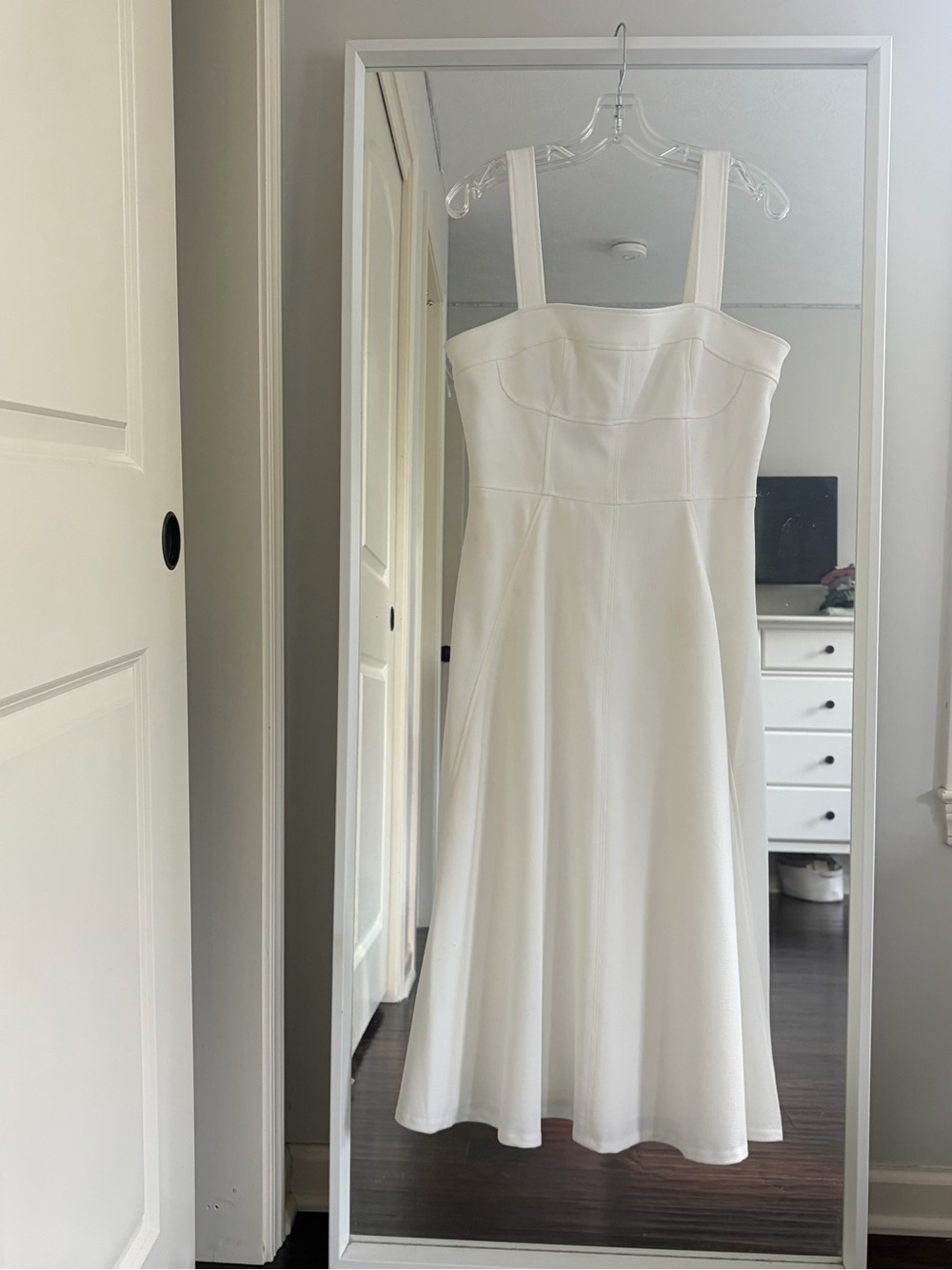 DKNY Cream Midi Dress with Wide Straps